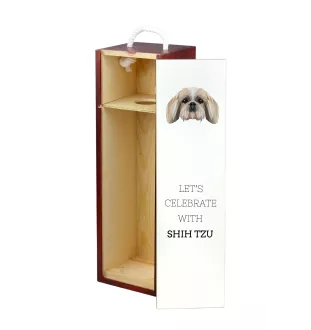 Shih Tzu - geometrische Box mit einem Bild und Schriftzug für Wein der Marke Art-Dog