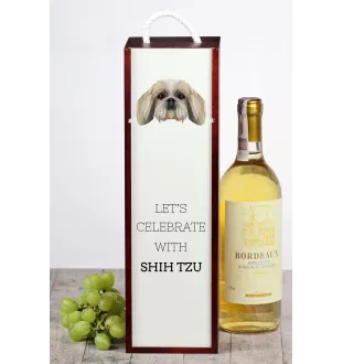 Shih Tzu - geometrische Box mit einem Bild und Schriftzug für Wein der Marke Art-Dog