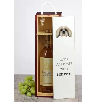 Shih Tzu - geometrische Box mit einem Bild und Schriftzug für Wein der Marke Art-Dog