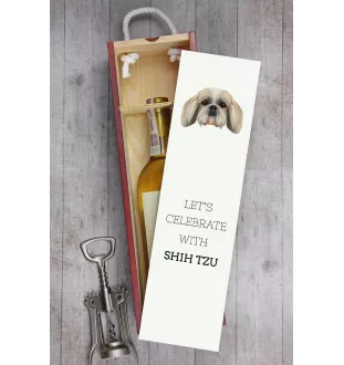 Shih Tzu - une boîte géométrique avec une photo et un texte pour le vin de la marque Art-Dog