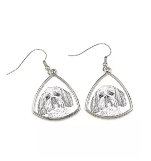 Shih Tzu - boucles d'oreilles avec chien, boucles d'oreilles pendantes avec photo, bijoux personnalisés avec impression de la marque Art-Dog