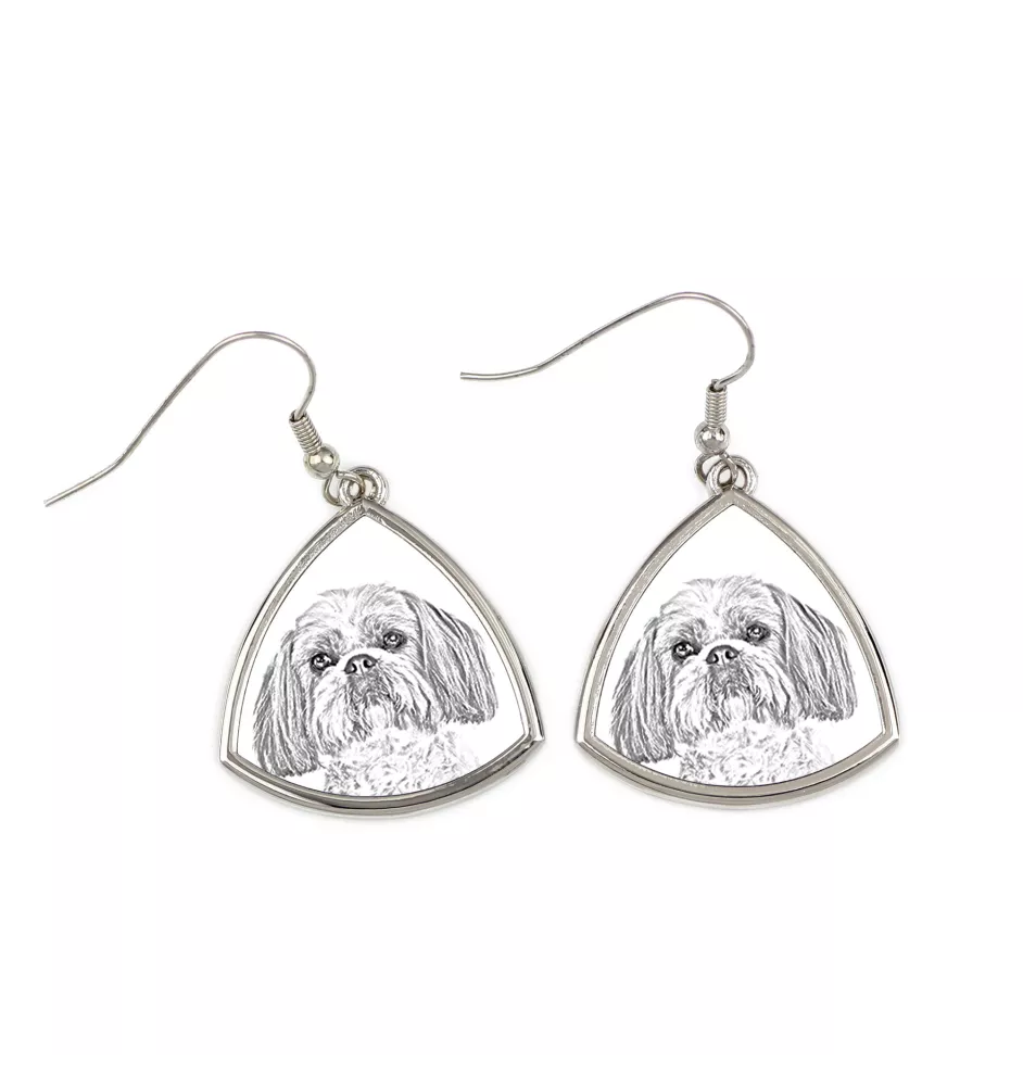 Shih Tzu, Chrysanthemum Dog - dog earrings, hanging earrings with a picture, personalized jewelry with Art-Dog brand print