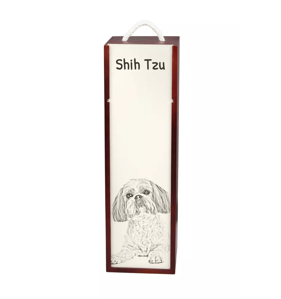 Shih Tzu - Weinbox mit Hund, Alkoholbox mit Grafik, personalisierte Geschenkbox der Marke Art-Dog