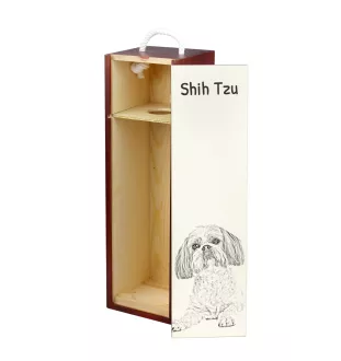 Shih Tzu - boîte à vin avec chien, boîte à alcool avec graphisme, boîte cadeau personnalisée de la marque Art-Dog