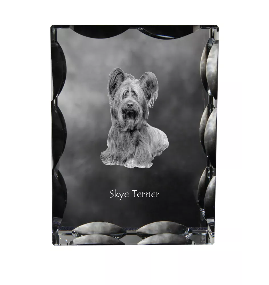Skye Terrier - Kristall mit einem Hundebild, Glasstatuette mit einem Bild, einzigartiger Bilderrahmen der Marke Art-Dog
