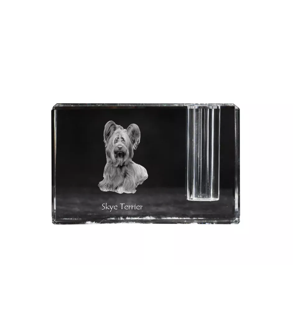 Silky Terrier - Pen stand, crystal organiser with dog photo, unique desk decoration by Art-Dog brand