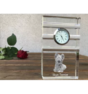 Silky Terrier - glass clock with a photo, photo of a dog in crystal, personalized standing office clock by Art-Dog brand