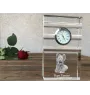 Skye Terrier - Glasuhr mit Foto, Foto eines Hundes im Kristall, personalisierte Tischuhr für das Büro der Marke Art-Dog