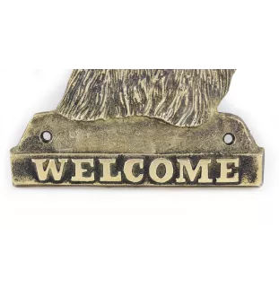 Silky Terrier - a door sign with a dog, a brass welcome plaque, a unique sign with the inscription Welcome from the Art-Dog brand