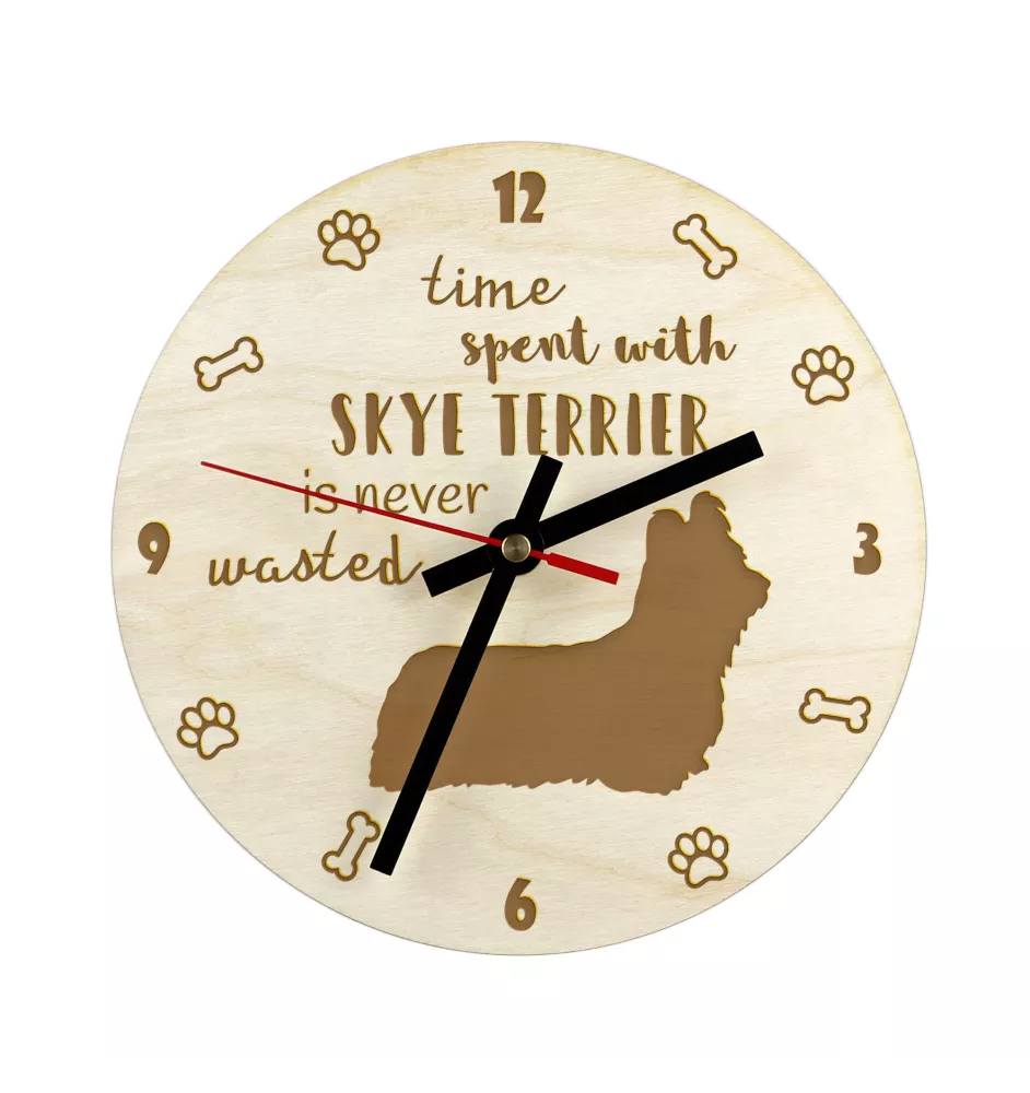 Skye Terrier - horloge avec chien, horloge en bois, horloge murale pour les amoureux des chiens, horloge de bureau et étagère, Art-Dog