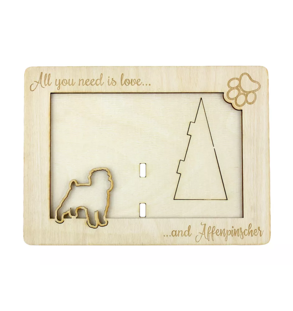 Affenpinscher - Fotorahmen, gravierter Holzrahmen, ein schönes Gadget für den Hundeliebhaber von Art-Dog