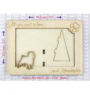 Affenpinscher - Fotorahmen, gravierter Holzrahmen, ein schönes Gadget für den Hundeliebhaber von Art-Dog