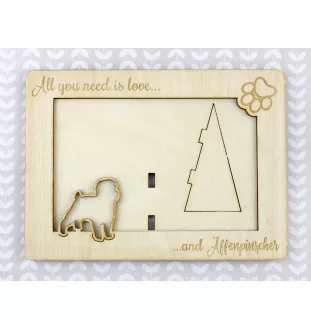 Affenpinscher - Fotorahmen, gravierter Holzrahmen, ein schönes Gadget für den Hundeliebhaber von Art-Dog