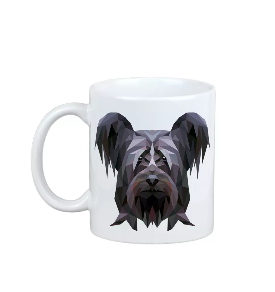 Skye Terrier - tasse avec une photo et un motif de chien géométrique Art-Dog