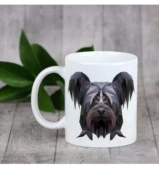 Skye Terrier - tasse avec une photo et un motif de chien géométrique Art-Dog