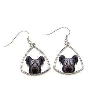 Skye Terrier - boucles d'oreilles avec une photo et un motif de chien géométrique Art-Dog