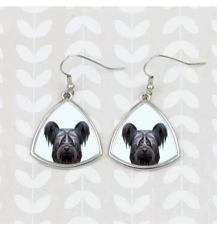 Skye Terrier - boucles d'oreilles avec une photo et un motif de chien géométrique Art-Dog