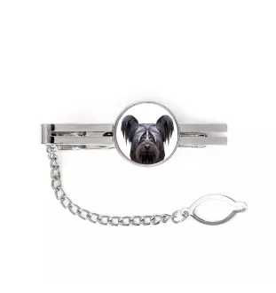 Skye Terrier - geometrische Krawattennadel mit Bild und Schriftzug von Art-Dog