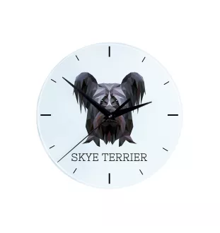 Skye Terrier - horloge murale géométrique avec photo et logo de la marque Art-Dog