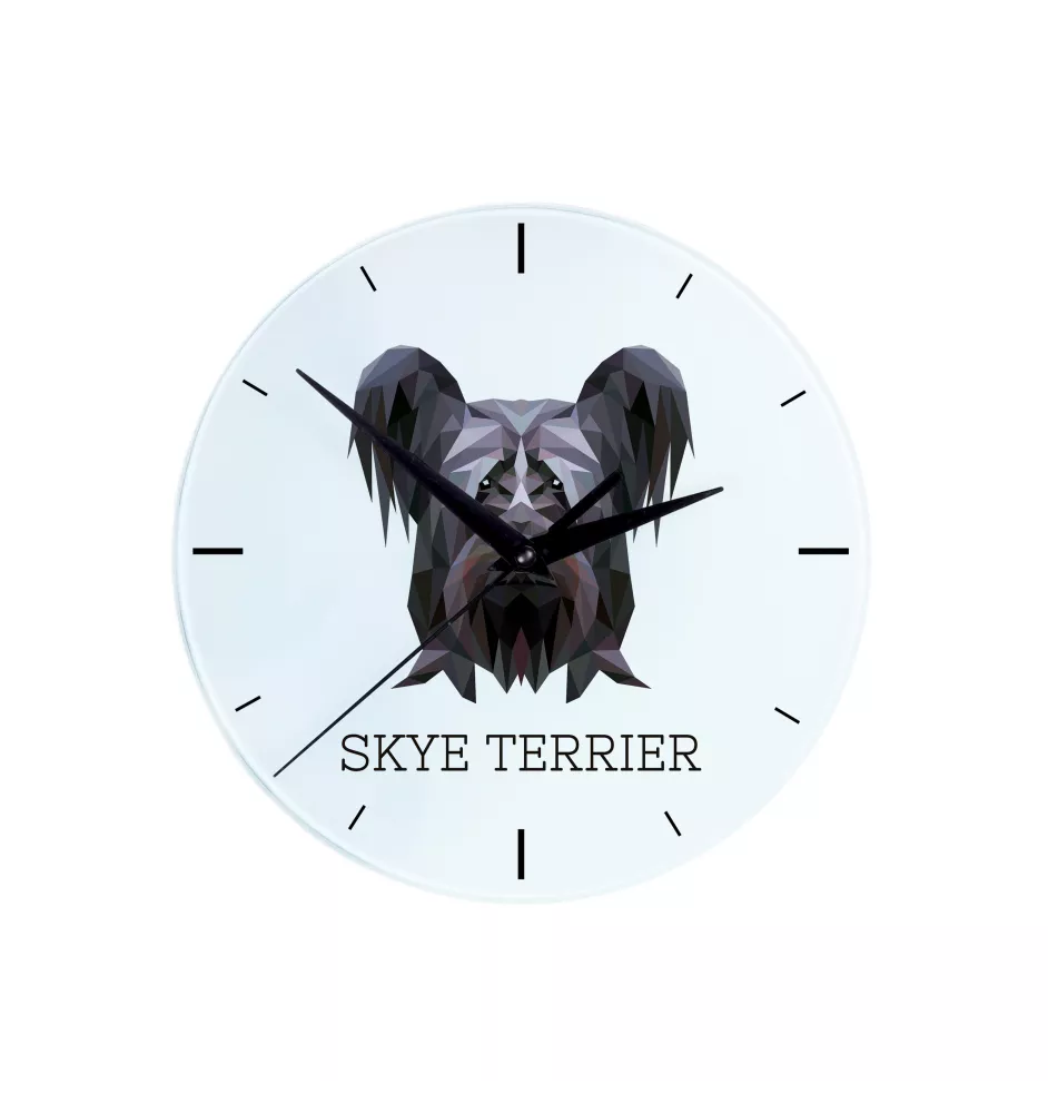 Skye Terrier - horloge murale géométrique avec photo et logo de la marque Art-Dog