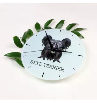 Skye Terrier - horloge murale géométrique avec photo et logo de la marque Art-Dog
