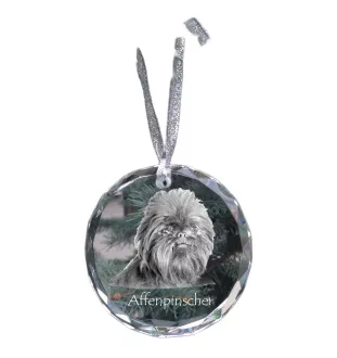 Affenpinscher - Kristallkugel mit Foto, Hundebild im Kristall, personalisierter Christbaumschmuck von Art-Dog.