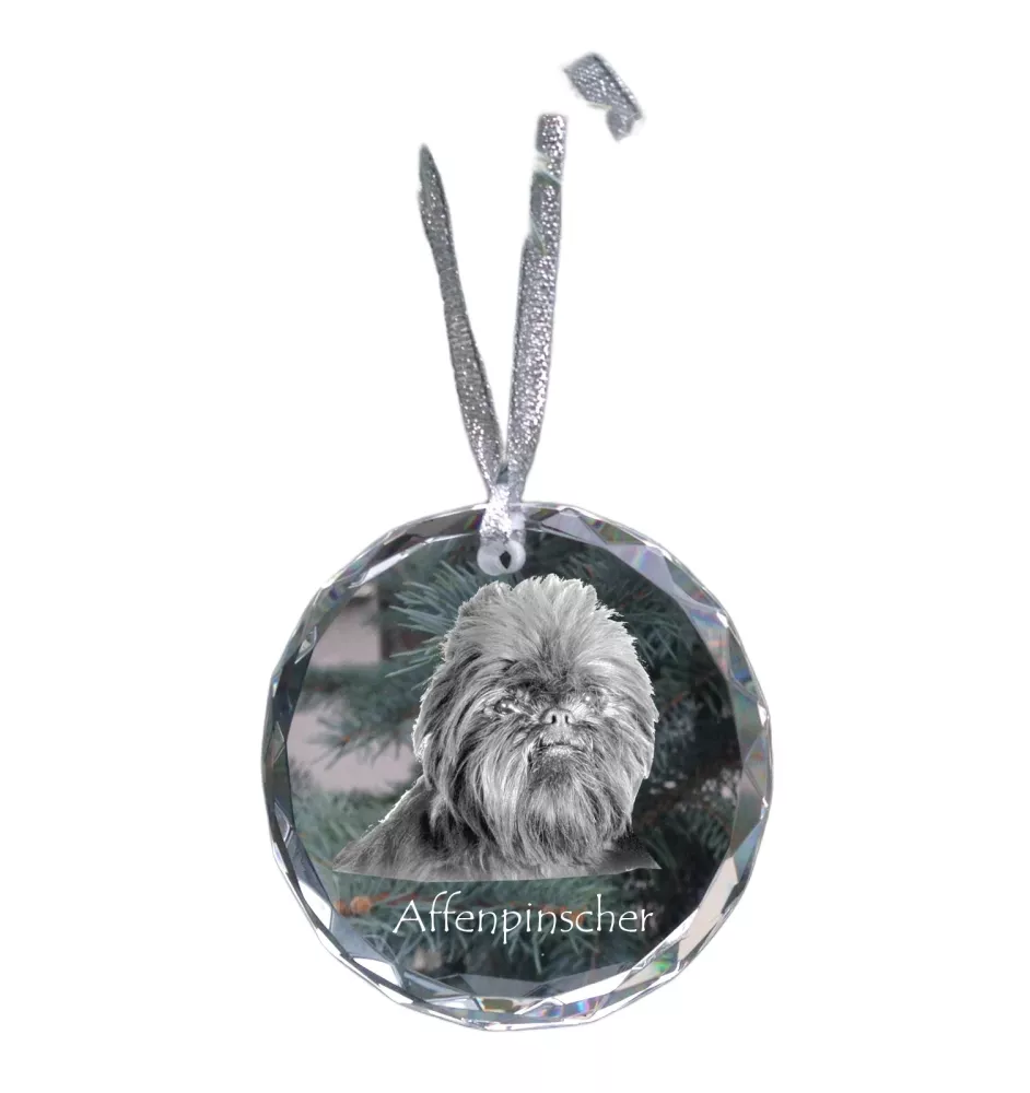 Affenpinscher - Kristallkugel mit Foto, Hundebild im Kristall, personalisierter Christbaumschmuck von Art-Dog.