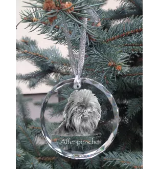 Affenpinscher - Kristallkugel mit Foto, Hundebild im Kristall, personalisierter Christbaumschmuck von Art-Dog.
