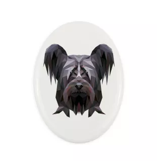 Skye Terrier - une plaque avec une photo et un motif géométrique de la marque Art-Dog