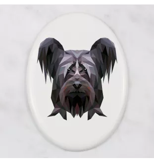 Skye Terrier - Fliese mit geometrischem Bild und Schriftzug der Marke Art-Dog