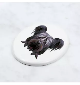 Skye Terrier - Fliese mit geometrischem Bild und Schriftzug der Marke Art-Dog