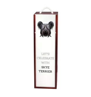 Skye Terrier - geometrische Box mit einem Bild und Schriftzug für Wein der Marke Art-Dog