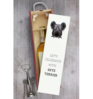 Skye Terrier - geometrische Box mit einem Bild und Schriftzug für Wein der Marke Art-Dog