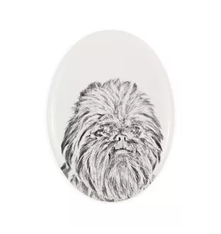 Affenpinscher - Gedenktafel mit einem Foto eines Hundes, Grabplatte mit Druck, personalisierte ovale Platte der Marke Art-Dog