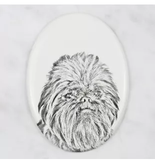 Affenpinscher - Gedenktafel mit einem Foto eines Hundes, Grabplatte mit Druck, personalisierte ovale Platte der Marke Art-Dog