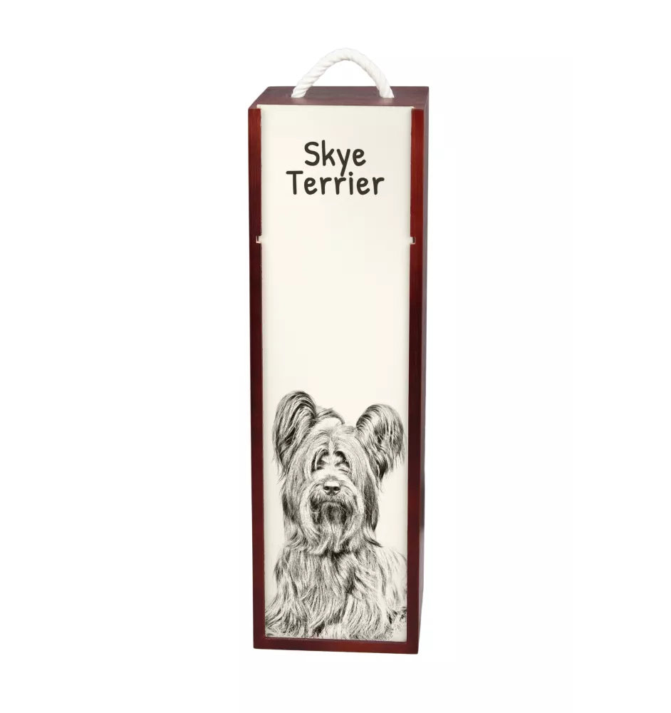 Skye Terrier - boîte à vin avec chien, boîte à alcool avec graphisme, boîte cadeau personnalisée de la marque Art-Dog