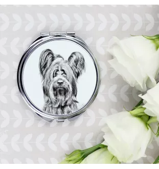 Skye Terrier - Taschenspiegel mit Hund, personalisierter Taschenspiegel, kompakter Spiegel mit Art-Dog-Logo
