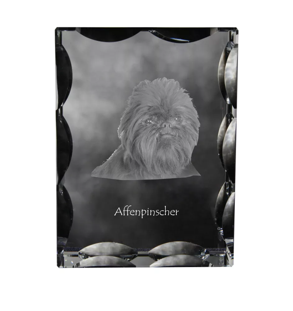 Affenpinscher, Affen, Affie - crystal with a picture of a dog, glass statuette with a picture, unique frame with a picture from Art-Dog brand