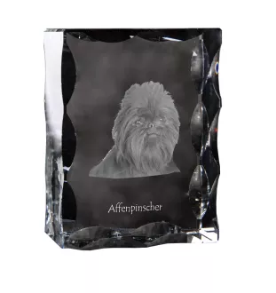 Affenpinscher - Kristall mit einem Hundebild, Glasstatuette mit einem Bild, einzigartiger Bilderrahmen der Marke Art-Dog