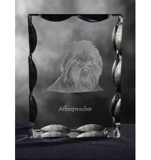 Affenpinscher, Affen, Affie - crystal with a picture of a dog, glass statuette with a picture, unique frame with a picture from Art-Dog brand