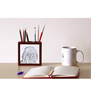 Affenpinscher, Affen, Affie - pen holder with a dog, desk organizer with a print, personalized desk decoration from the Art-Dog brand.
