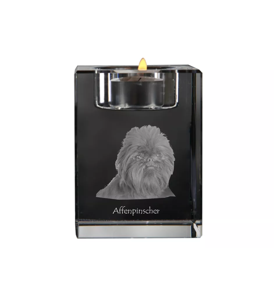 Affenpinscher - Kerzenhalter mit Hundefoto, Teelichthalter aus Kristall, personalisiertes Geschenk der Marke Art-Dog