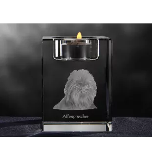 Affenpinscher, Affen, Affie - Candle holder with dog photo, crystal tealight holder, personalised gift by Art-Dog brand