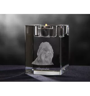 Affenpinscher, Affen, Affie - Candle holder with dog photo, crystal tealight holder, personalised gift by Art-Dog brand