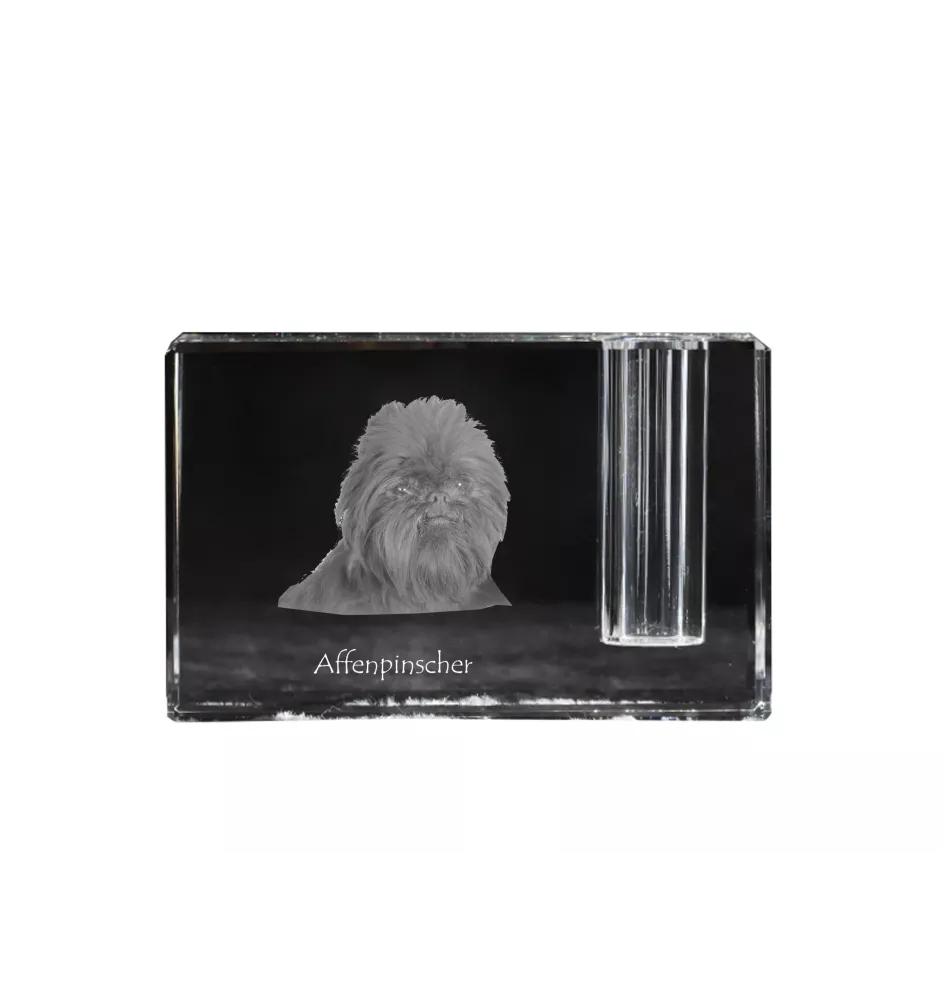 Affenpinscher - Stifthalter, Kristallorganizer mit Hundefoto, einzigartige Schreibtischdekoration der Marke Art-Dog