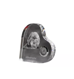 Affenpinscher - horloge en cristal avec une photo de chien, horloge de table en forme de cœur, horloge debout personnalisée de la marque Art-Dog