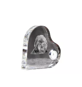 Affenpinscher - Kristalluhr mit einem Hundebild, Herzregal-Uhr, personalisierte Standuhr der Marke Art-Dog