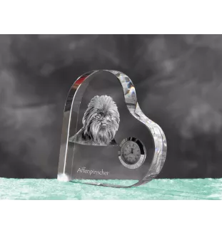 Affenpinscher - Kristalluhr mit einem Hundebild, Herzregal-Uhr, personalisierte Standuhr der Marke Art-Dog