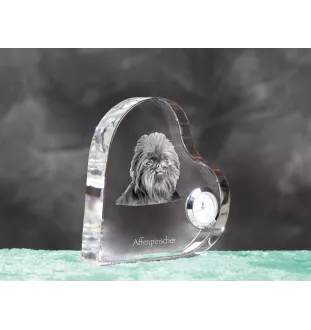 Affenpinscher - horloge en cristal avec une photo de chien, horloge de table en forme de cœur, horloge debout personnalisée de la marque Art-Dog