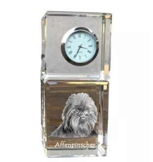 Affenpinscher - montre en cristal avec photo, photo de chien dans un cristal, horloge de bureau personnalisée de la marque Art-Dog